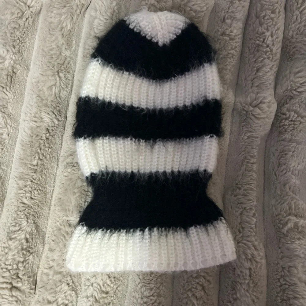 Jaded London Black and White striped Balaclava